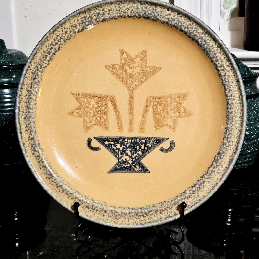 Pfaltzgraff Tan Plate with Blue Markings
